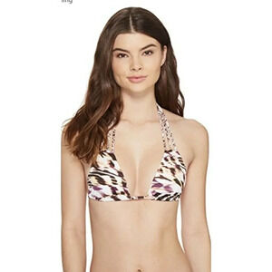 Vitamin A Swimwear Braided Strap Triangle Bikini Top Multicolor XS NWT